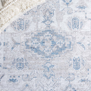 Safavieh Orlando Elegant Hallway Runner Rug - Traditional Oriental Design For Sophisticated Spaces Grey ,Blue 70% Felt,25% Velvet,5% Laminated Film Orl772f-5