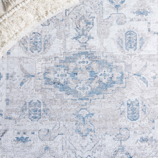 Safavieh Orlando Elegant Hallway Runner Rug - Traditional Oriental Design For Sophisticated Spaces Grey ,Blue 70% Felt,25% Velvet,5% Laminated Film Orl772f-5