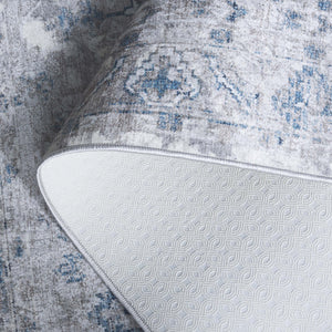 Safavieh Orlando Elegant Hallway Runner Rug - Traditional Oriental Design For Sophisticated Spaces Grey ,Blue 70% Felt,25% Velvet,5% Laminated Film Orl772f-5