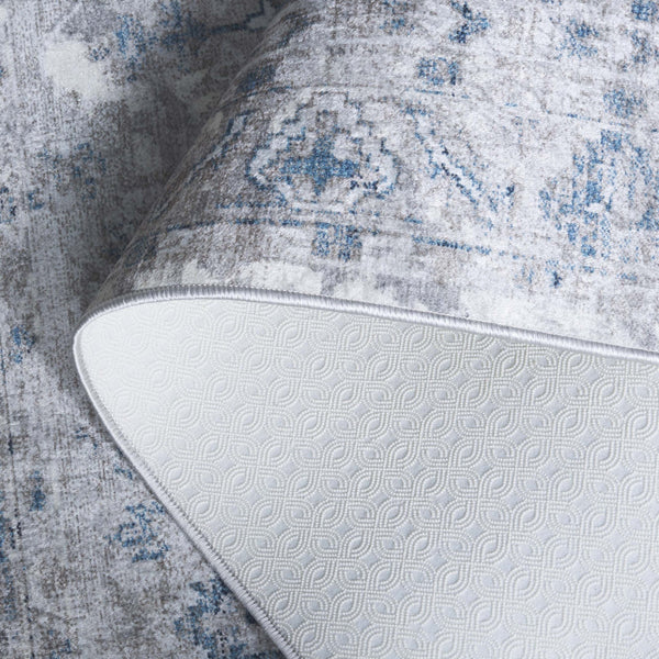 Safavieh Orlando Elegant Hallway Runner Rug - Traditional Oriental Design For Sophisticated Spaces Grey ,Blue 70% Felt,25% Velvet,5% Laminated Film Orl772f-5