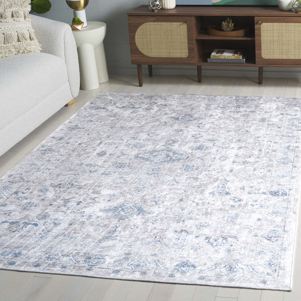 Safavieh Orlando Elegant Hallway Runner Rug - Traditional Oriental Design For Sophisticated Spaces Grey ,Blue 70% Felt,25% Velvet,5% Laminated Film Orl772f-5