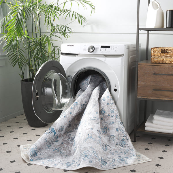 Safavieh Orlando Elegant Hallway Runner Rug - Traditional Oriental Design For Sophisticated Spaces Grey ,Blue 70% Felt,25% Velvet,5% Laminated Film Orl772f-5