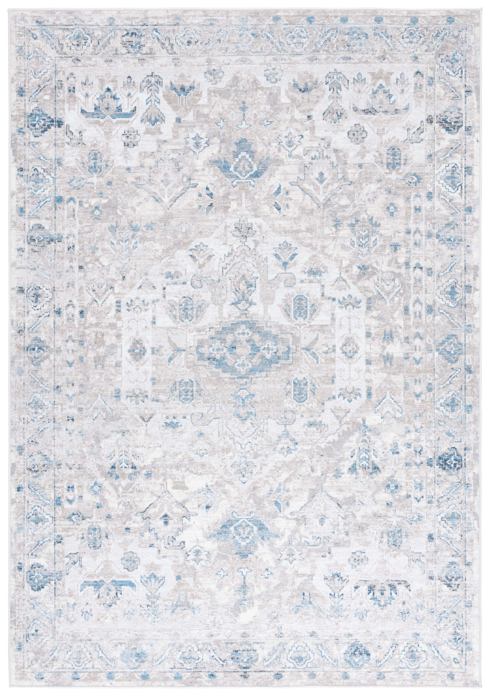 Safavieh Orlando Elegant Hallway Runner Rug - Traditional Oriental Design For Sophisticated Spaces Grey ,Blue 70% Felt,25% Velvet,5% Laminated Film Orl772f-5