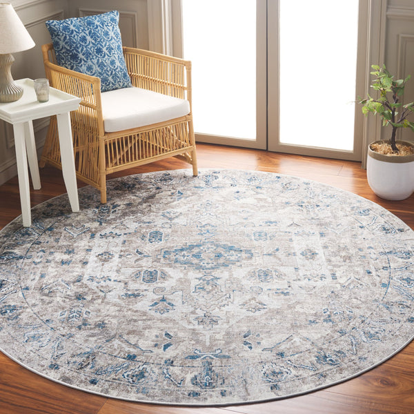 Safavieh Orlando Elegant Hallway Runner Rug - Traditional Oriental Design For Sophisticated Spaces Grey ,Blue 70% Felt,25% Velvet,5% Laminated Film Orl772f-7r