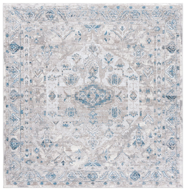Safavieh Orlando Elegant Hallway Runner Rug - Traditional Oriental Design For Sophisticated Spaces Grey ,Blue 70% Felt,25% Velvet,5% Laminated Film Orl772f-7sq