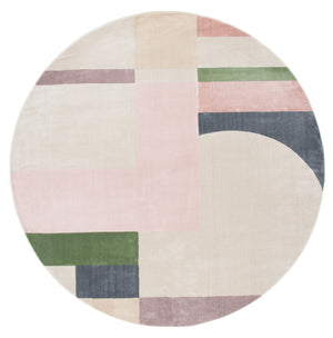 Safavieh Orwell 301 Power Loomed Contemporary Rug Beige / Pink 6'-7" x 6'-7" Round