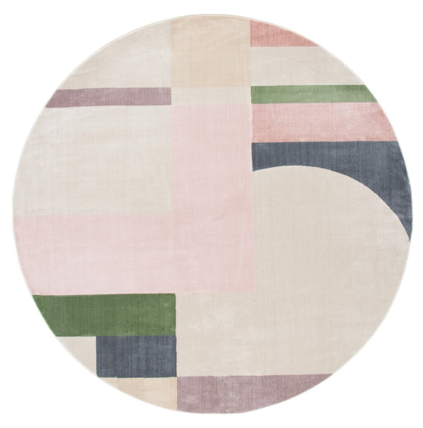 Safavieh Orwell 301 Power Loomed Contemporary Rug Beige / Pink 6'-7" x 6'-7" Round