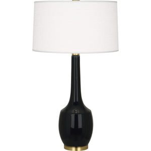 Robert Abbey Obsidian Delilah Table Lamp Obsidian Glazed Ceramic Oyster Linen Shade With Self-Fabric Top And Bottom Diffuser