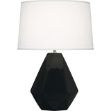 Robert Abbey Obsidian Delta Table Lamp Obsidian Glazed Ceramic with Polished Nickel Accents Oyster Linen Shade