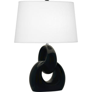 Robert Abbey Obsidian Fusion Table Lamp Obsidian Glazed Ceramic with Polished Nickel Accents Oval Oyster Linen Shade