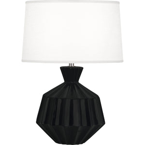 Robert Abbey Obsidian Orion Accent Lamp Obsidian Glazed Ceramic Oyster Linen Shade With Self Fabric Top Diffuser