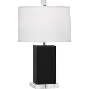 Robert Abbey Obsidian Harvey Accent Lamp Obsidian Glazed Ceramic Oyster Linen Shade With Self Fabric Top Diffuser