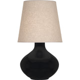 Robert Abbey Obsidian June Table Lamp Obsidian Glazed Ceramic Buff Linen Shade