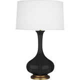 Robert Abbey Obsidian Pike Table Lamp Obsidian Glazed Ceramic Pearl Dupoini Fabric Shade