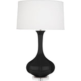 Robert Abbey Obsidian Pike Table Lamp Obsidian Glazed Ceramic with Lucite Base Pearl Dupoini Fabric Shade