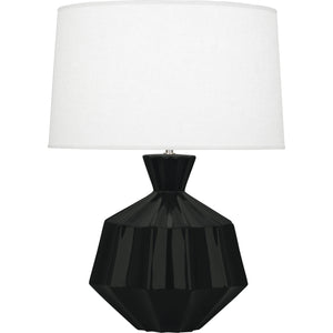 Robert Abbey Obsidian Orion Table Lamp Obsidian Glazed Ceramic Oyster Linen Shade With Self Fabric Top Diffuser