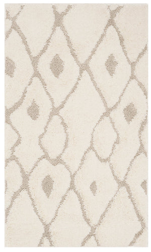 Safavieh Olympia Shag Area Rug 3' X 5' Cream Beige - Luxurious Diamond Lattice, Soft, Durable, Oeko-tex Certified Cream ,Beige Polyester Pile Osg318b-3