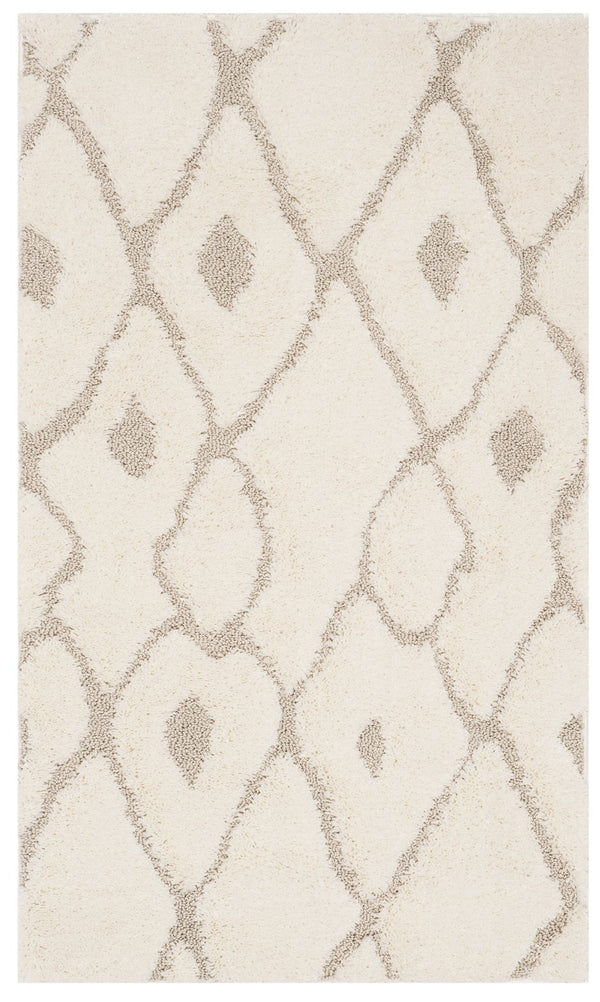 Safavieh Olympia Shag Area Rug 3' X 5' Cream Beige - Luxurious Diamond Lattice, Soft, Durable, Oeko-tex Certified Cream ,Beige Polyester Pile Osg318b-3
