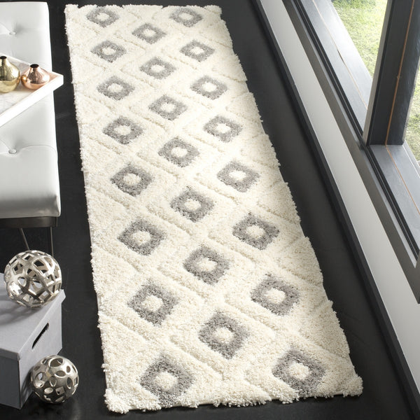 Safavieh Olympia Shag 325 Power Loomed Shag & Flokati Rug Cream / Grey OSG325A-28