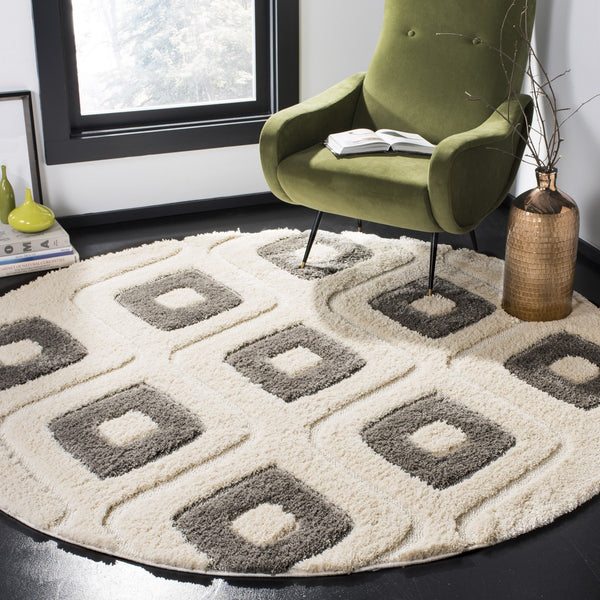 Safavieh Olympia Shag 325 Power Loomed Shag & Flokati Rug Cream / Grey OSG325A-28