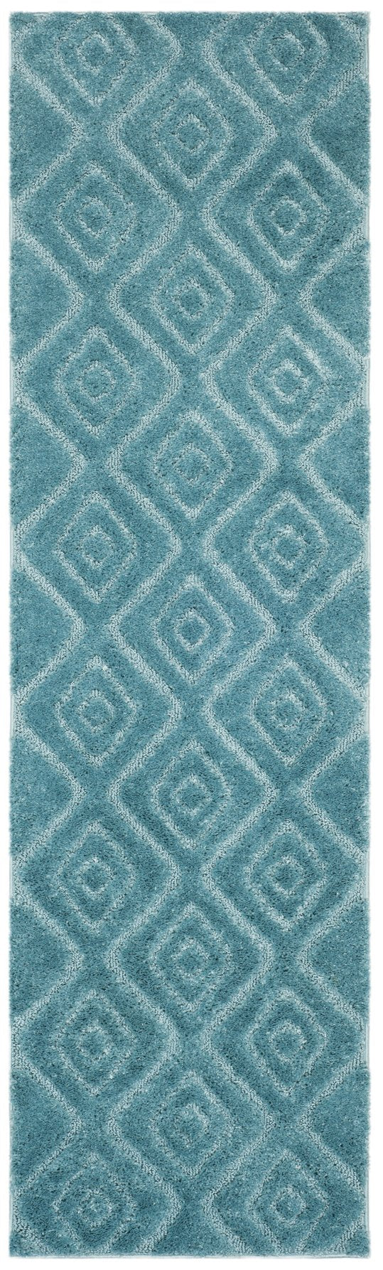 Safavieh Olympia Shag 325d Blue Runner Rug – Geometric Design, Soft Pile, Durable & Stylish For Modern Spaces Blue Polyester Pile Osg325d-28