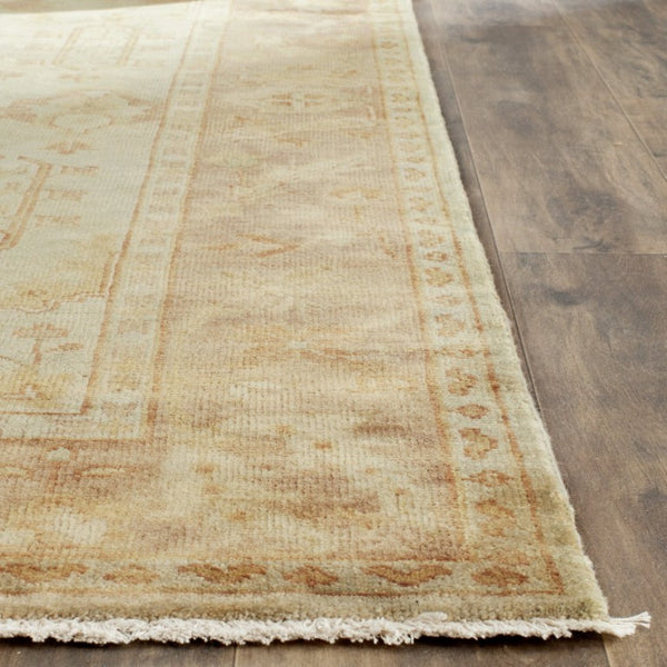 Safavieh Oushak Hand Knotted Wool Accent Rug in Soft Green and Rust for Bohemian Interiors OSH112A-CNR