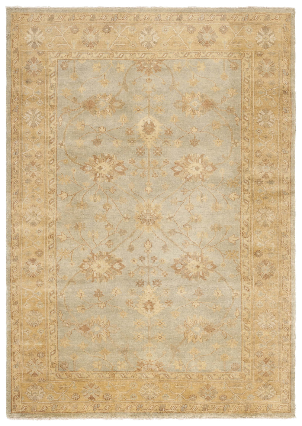 Safavieh Oushak Oversized Hand-knotted Wool Area Rug - Luxurious Light Blue & Gold, 12' X 18' Elegance Light Blue ,Gold Wool Osh151a-1218