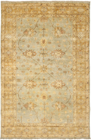 Safavieh Oushak Oversized Hand-knotted Wool Area Rug - Luxurious Light Blue & Gold, 12' X 18' Elegance Light Blue ,Gold Wool Osh151a-1218