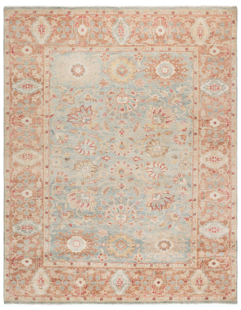 Safavieh Oushak Grey And Rust Large Rectangle Area Rug – Hand-knotted, 8x10 Ft, Timeless Elegance For Your Home Grey ,Rust 80% Wool,20% Cotton Osh201f-8