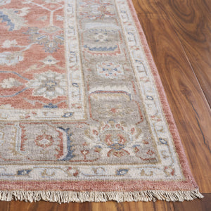 Safavieh Oushak Hand Knotted Area Rug - Timeless Elegance In Luxurious Wool & Cotton Blend For Your Home Rust ,Beige 80% Wool,20% Cotton Osh652p-6