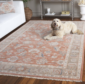 Safavieh Oushak Hand Knotted Area Rug - Timeless Elegance In Luxurious Wool & Cotton Blend For Your Home Rust ,Beige 80% Wool,20% Cotton Osh652p-6