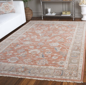 Safavieh Oushak Hand Knotted Area Rug - Timeless Elegance In Luxurious Wool & Cotton Blend For Your Home Rust ,Beige 80% Wool,20% Cotton Osh652p-6