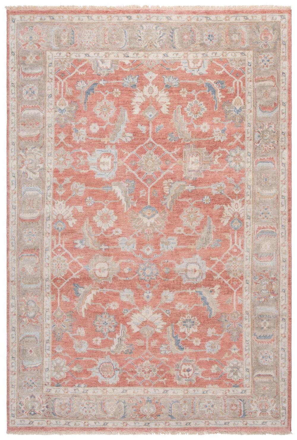 Safavieh Oushak Hand Knotted Area Rug - Timeless Elegance In Luxurious Wool & Cotton Blend For Your Home Rust ,Beige 80% Wool,20% Cotton Osh652p-6