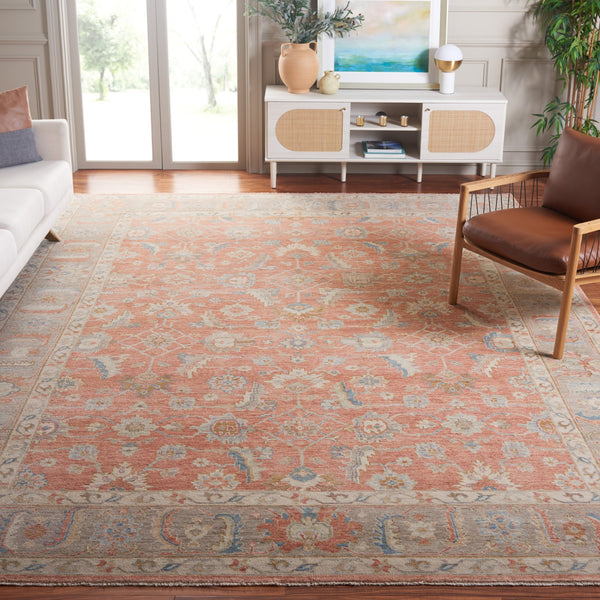 Safavieh Oushak Hand Knotted Area Rug - Timeless Elegance In Luxurious Wool & Cotton Blend For Your Home Rust ,Beige 80% Wool,20% Cotton Osh652p-6