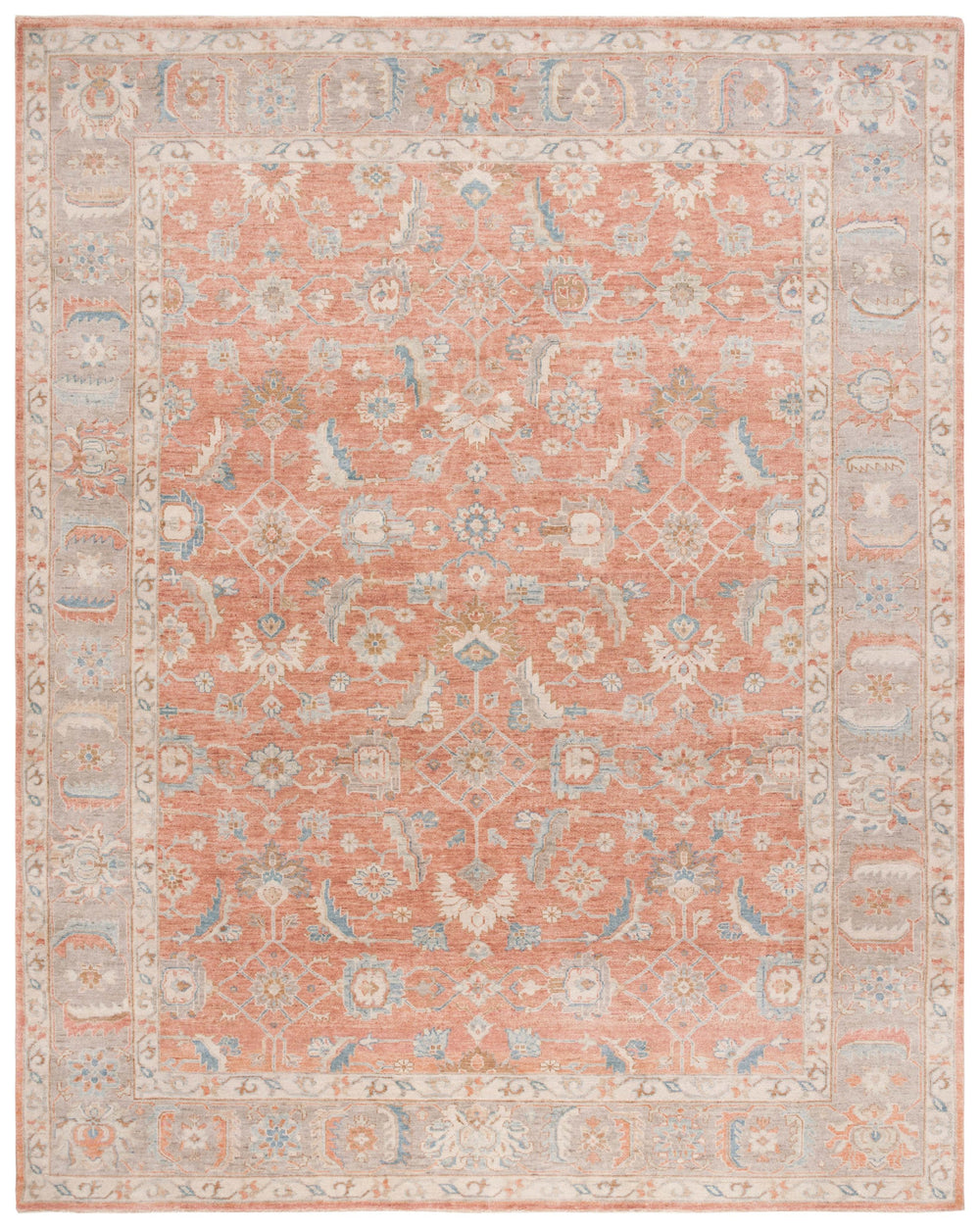 Safavieh Oushak Hand Knotted Area Rug - Timeless Elegance In Luxurious Wool & Cotton Blend For Your Home Rust ,Beige 80% Wool,20% Cotton Osh652p-6