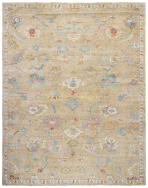 Safavieh Oushak Hand-Knotted Wool Rug 9X12 Classic Beige And Blue Oushak Design For Timeless Living Spaces 9'-0" x 12'-0" OSH653B-9