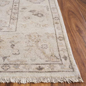Safavieh Oushak Area Rug – Hand-knotted Luxury In Soft Wool & Cotton Blend For Timeless Elegance & Comfort Beige ,Light Grey 80% Wool,20% Cotton Osh654b-6