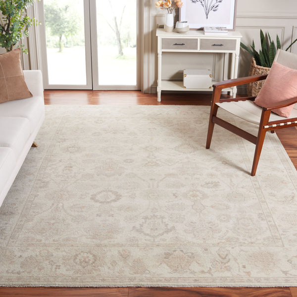 Safavieh Oushak Area Rug – Hand-knotted Luxury In Soft Wool & Cotton Blend For Timeless Elegance & Comfort Beige ,Light Grey 80% Wool,20% Cotton Osh654b-6
