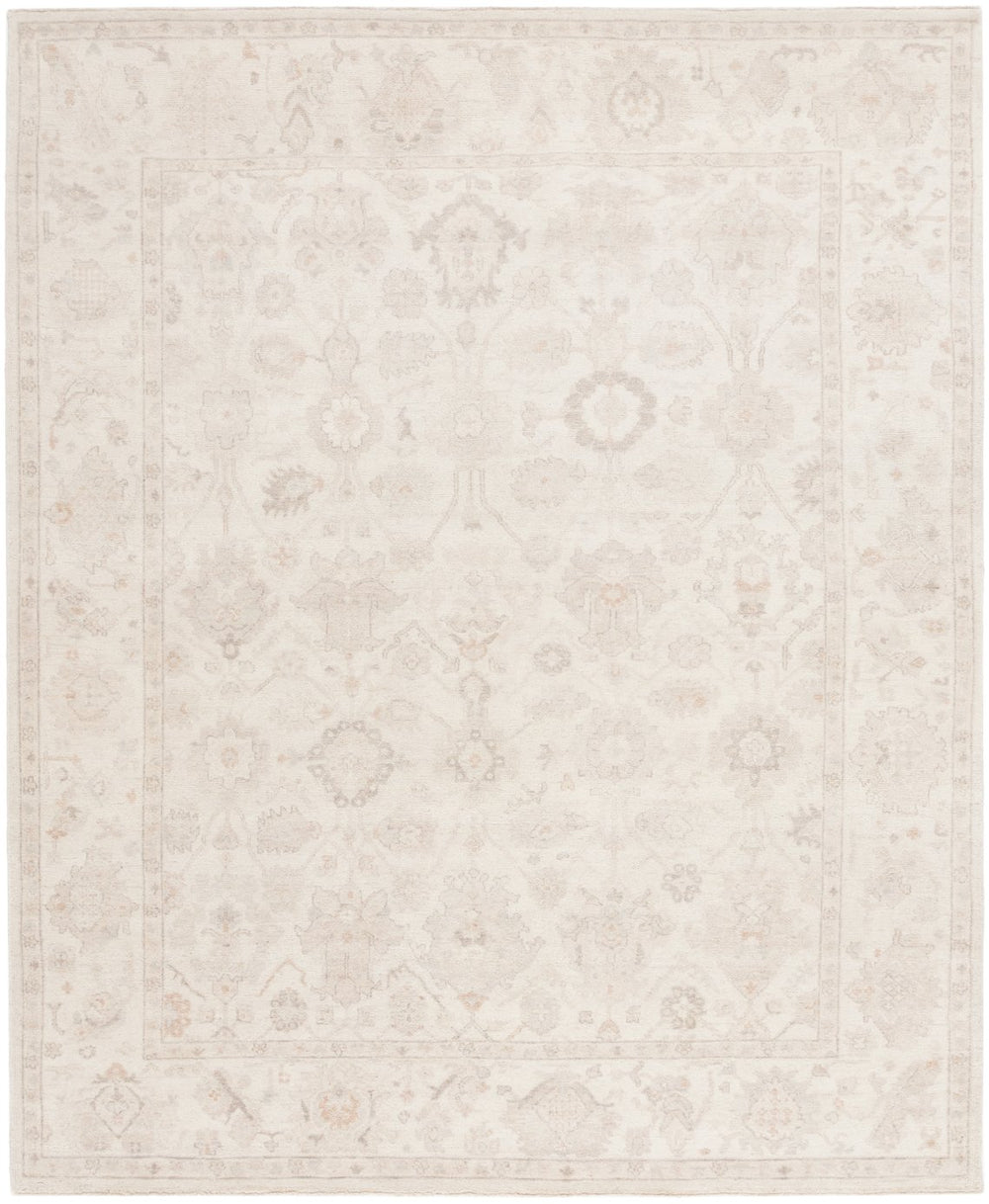 Safavieh Oushak Area Rug – Hand-knotted Luxury In Soft Wool & Cotton Blend For Timeless Elegance & Comfort Beige ,Light Grey 80% Wool,20% Cotton Osh654b-6