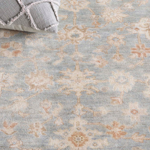 Safavieh Oushak Hand-knotted Area Rug – Exquisite Floral Motifs In Soft Hues For Timeless Elegance & Comfort Light Blue ,Beige 80% Wool,20% Cotton Osh655m-9