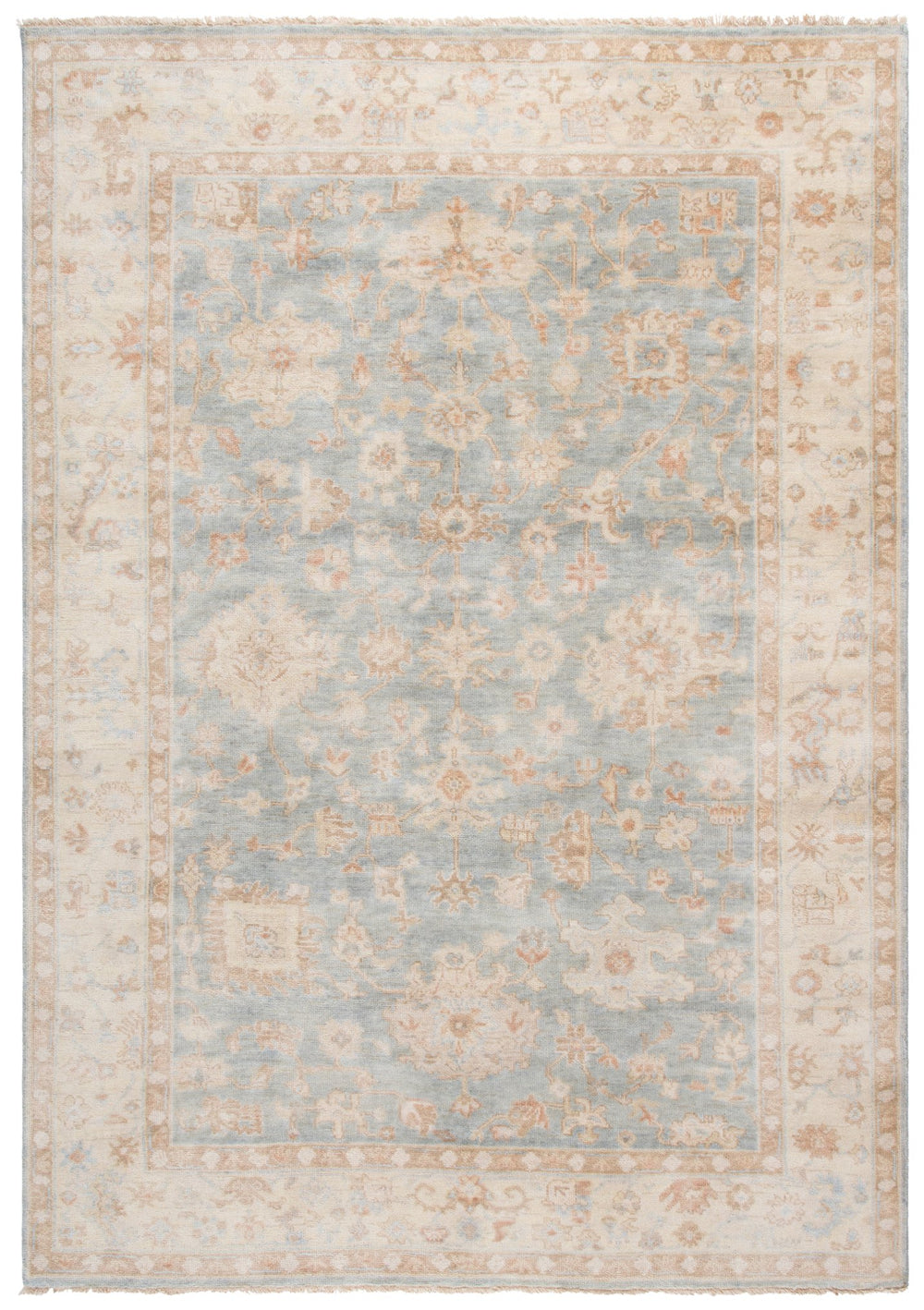 Safavieh Oushak Hand-knotted Area Rug – Exquisite Floral Motifs In Soft Hues For Timeless Elegance & Comfort Light Blue ,Beige 80% Wool,20% Cotton Osh655m-9