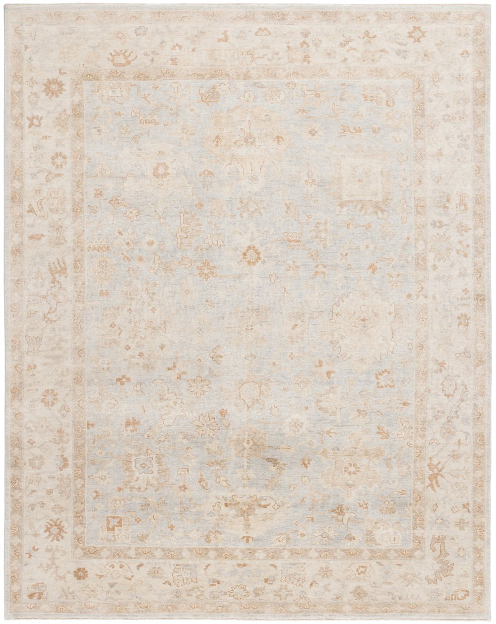 Safavieh Oushak Hand-knotted Area Rug – Exquisite Floral Motifs In Soft Hues For Timeless Elegance & Comfort Light Blue ,Beige 80% Wool,20% Cotton Osh655m-9