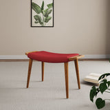 Manhattan Comfort Geta Mid-Century Modern Ottoman Red and Antique Walnut OT001-RD