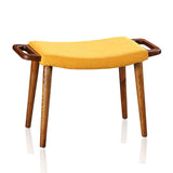 Manhattan Comfort Geta Mid-Century Modern Ottoman Yellow and Antique Walnut OT001-YL