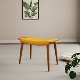 Manhattan Comfort Geta Mid-Century Modern Ottoman Yellow and Antique Walnut OT001-YL