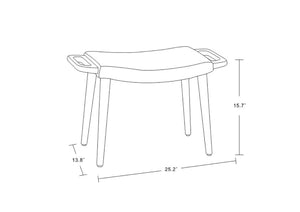 Manhattan Comfort Geta Mid-Century Modern Ottoman Yellow and Antique Walnut OT001-YL