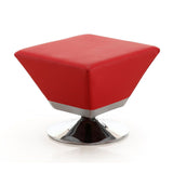 Manhattan Comfort Diamond Modern Ottoman Red and Polished Chrome OT002-RD