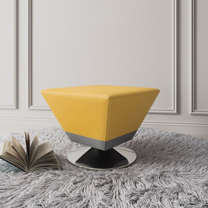 Manhattan Comfort Diamond Modern Ottoman Yellow and Polished Chrome OT002-YL