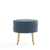 Bailey Ottoman in Blue with Gold Feet OT003-BL Manhattan Comfort