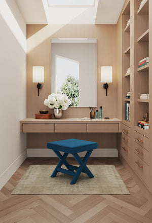 Abigail Single Ottoman Bench in Blue OT004-BL Manhattan Comfort